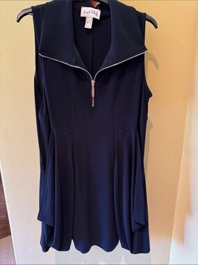 Joseph Ribkoff Navy Sleeveless Zip-Front Mini Dress Or Tunic Top - size 14